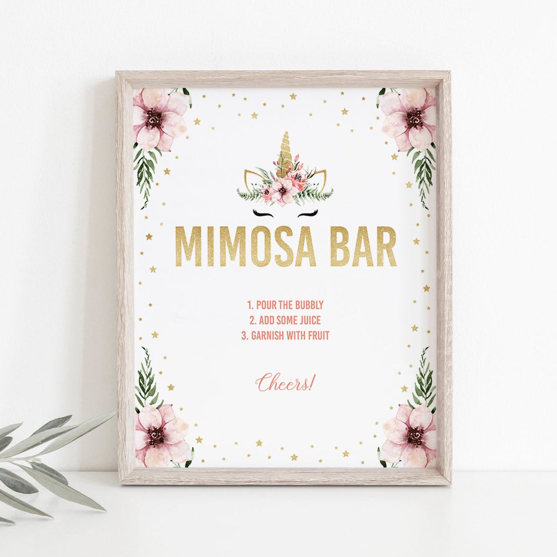 Gold party decor mimosa table top sign by LittleSizzle