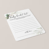 Gold and Greenery Theme Baby Shower Keepsake Cards
