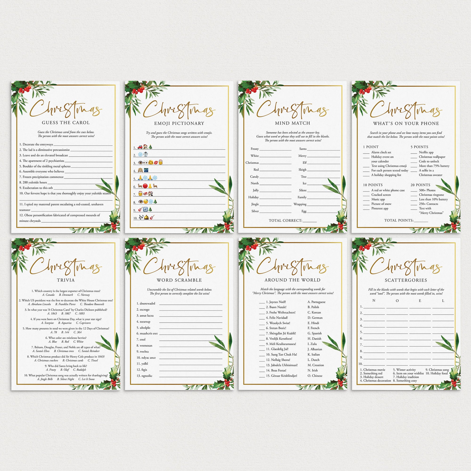 Elegant Christmas Party Games and Activities Printable by LittleSizzle