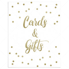 Printable gold party decor cards and gifts sign by LittleSizzle