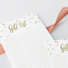 Gold dots gift list printable by LittleSizzle
