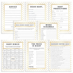 Gold baby shower games bundle printables by LittleSizzle