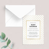 White and Gold Baby Shower Invitation Template