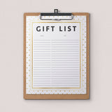 Gold shower party supplies printable gift list by LittleSizzle