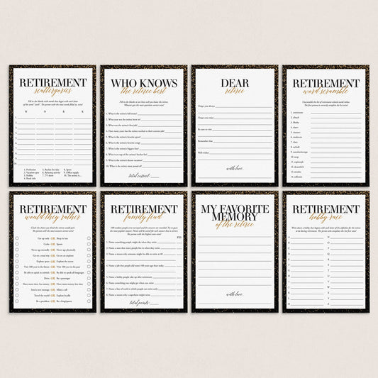 Gold Retirement Party Games Bundle Printable by LittleSizzle