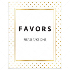 Printable favors sign white and gold polka dot by LittleSizzle