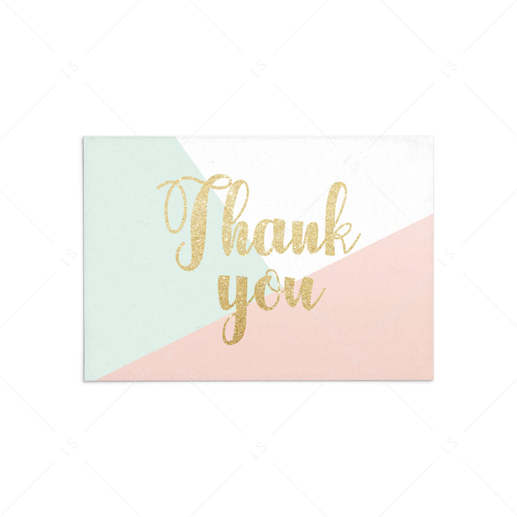 Pink and Gold Thank You Cards Printable | Flat &amp; Folded template ...