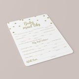 Gold confetti baby shower baby mad libs advice card by LittleSizzle