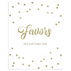 Gold themed party decor favors sign printable by LittleSizzle