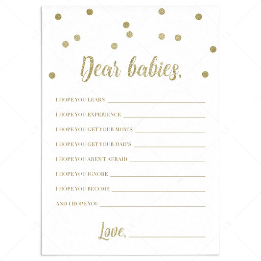 Gold baby shower dear babies card by LittleSizzle