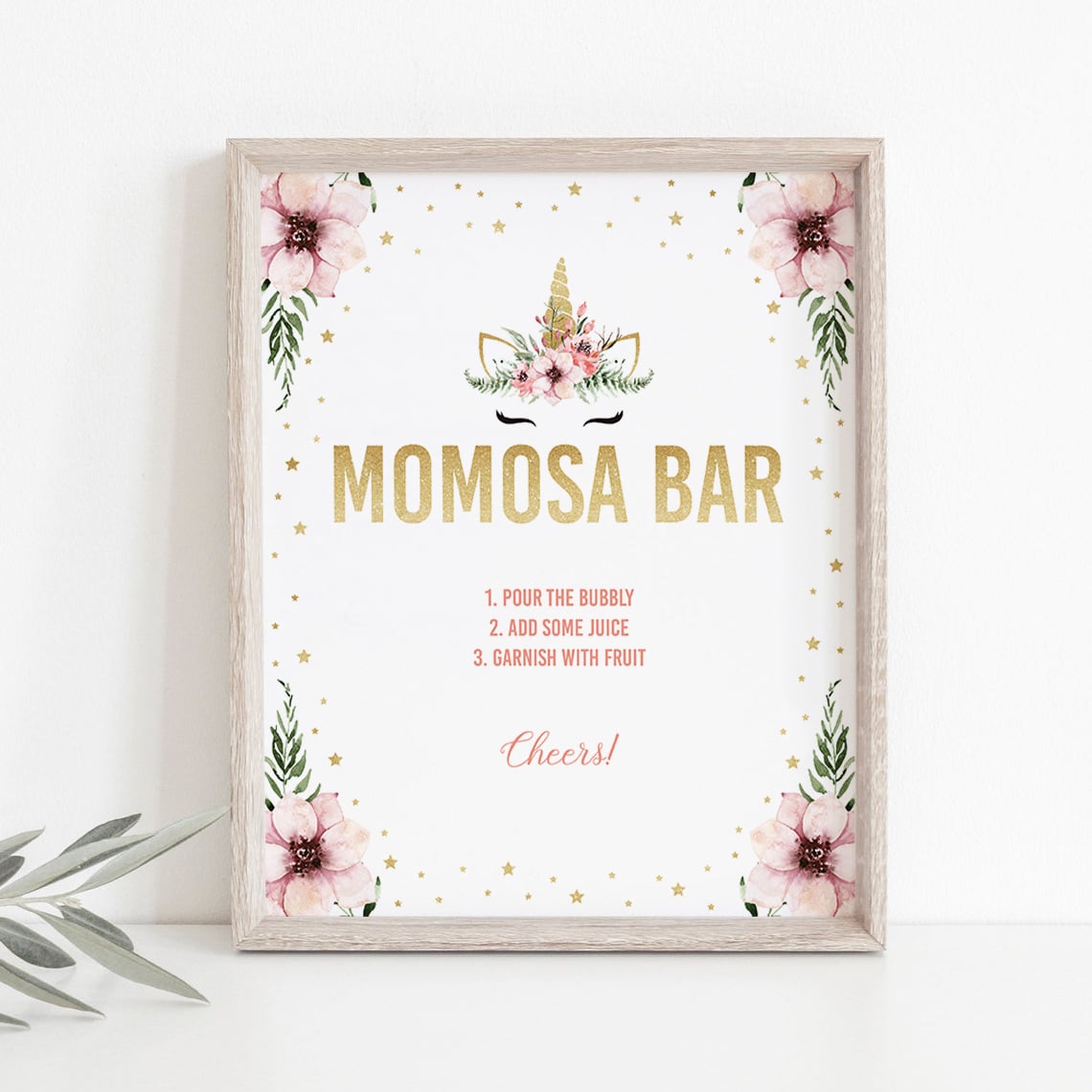 Unicorn baby shower decorations momosa bar table sign by LittleSizzle