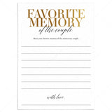 My Favorite Memory of the Anniversary Couple Gold Printable by LittleSizzle