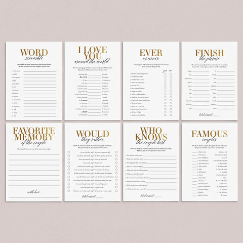 Gold Anniversary Party Games &amp; Activities Printable | Download ...