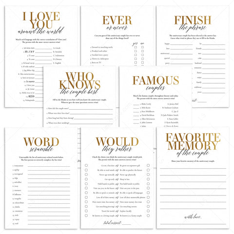 Gold Anniversary Party Games &amp; Activities Printable | Download ...