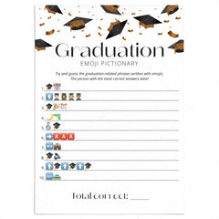 Graduation Emoji Pictionary With Answers Printable by LittleSizzle