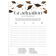 Graduation Scattergories Game Printable by LittleSizzle