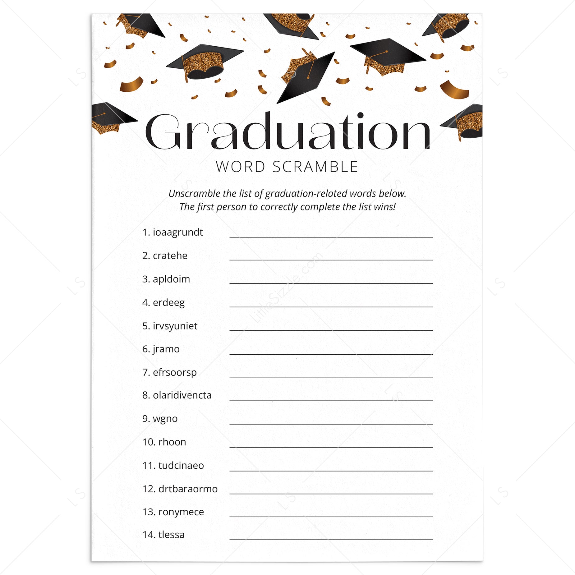 Printable Graduation Word Scramble Games with Answers – LittleSizzle