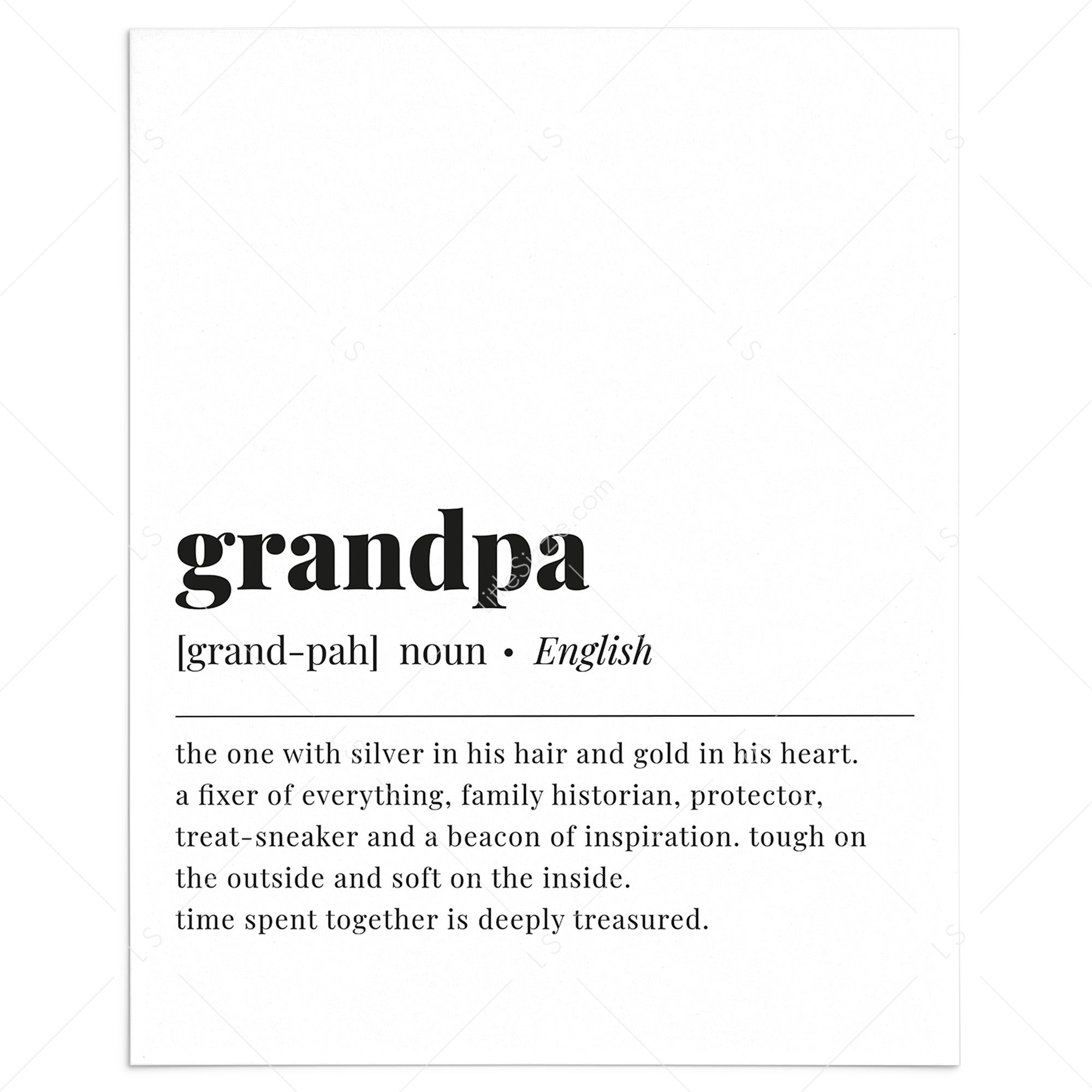Grandpa Definition Printable by LittleSizzle