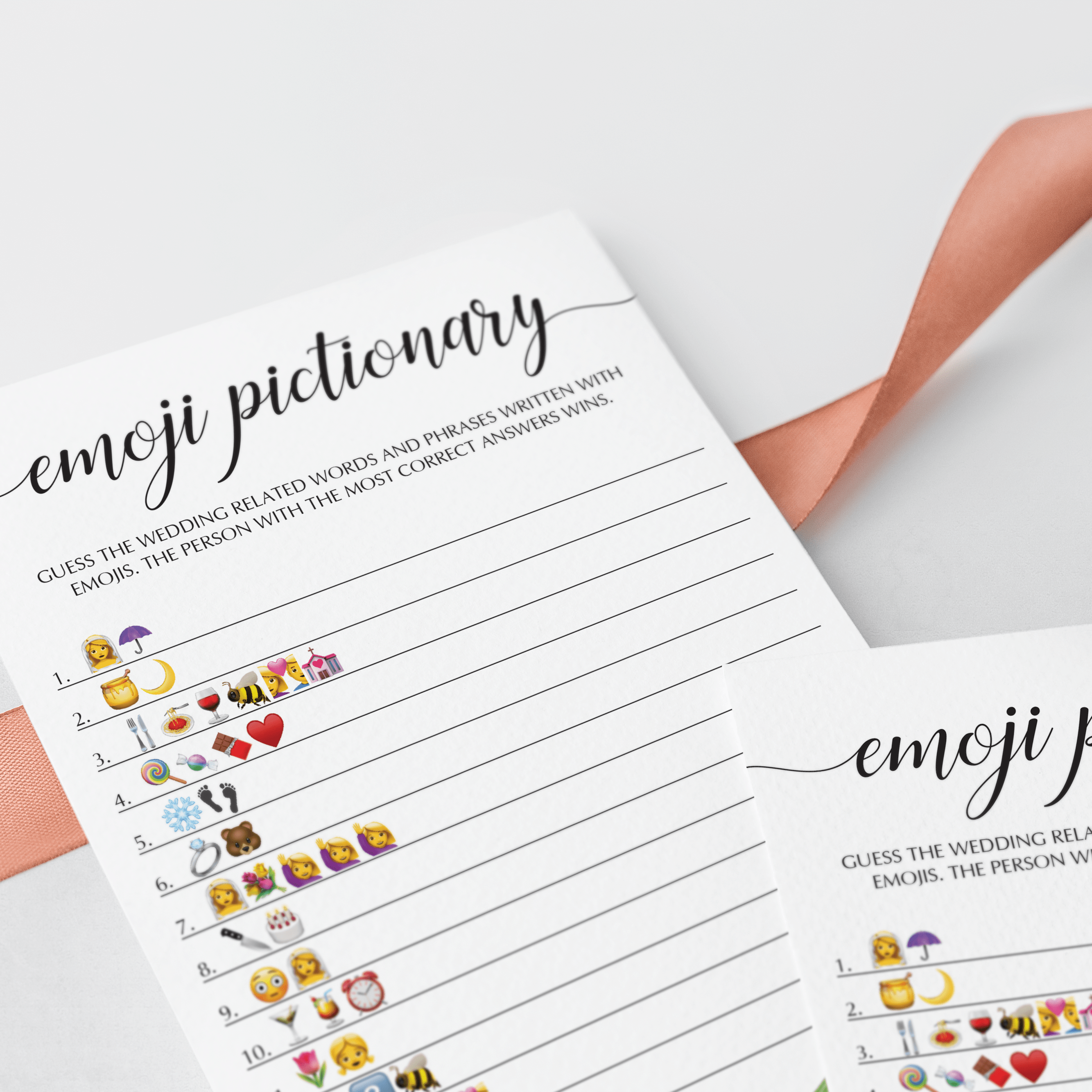 bridal emojis pictionary game cards