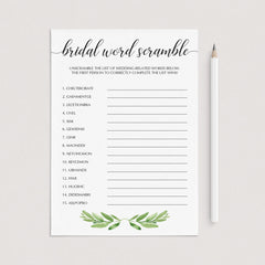 guess the word game for bridal showers botanical theme