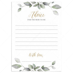 Botanical leaves baby shower advice cards by LittleSizzle