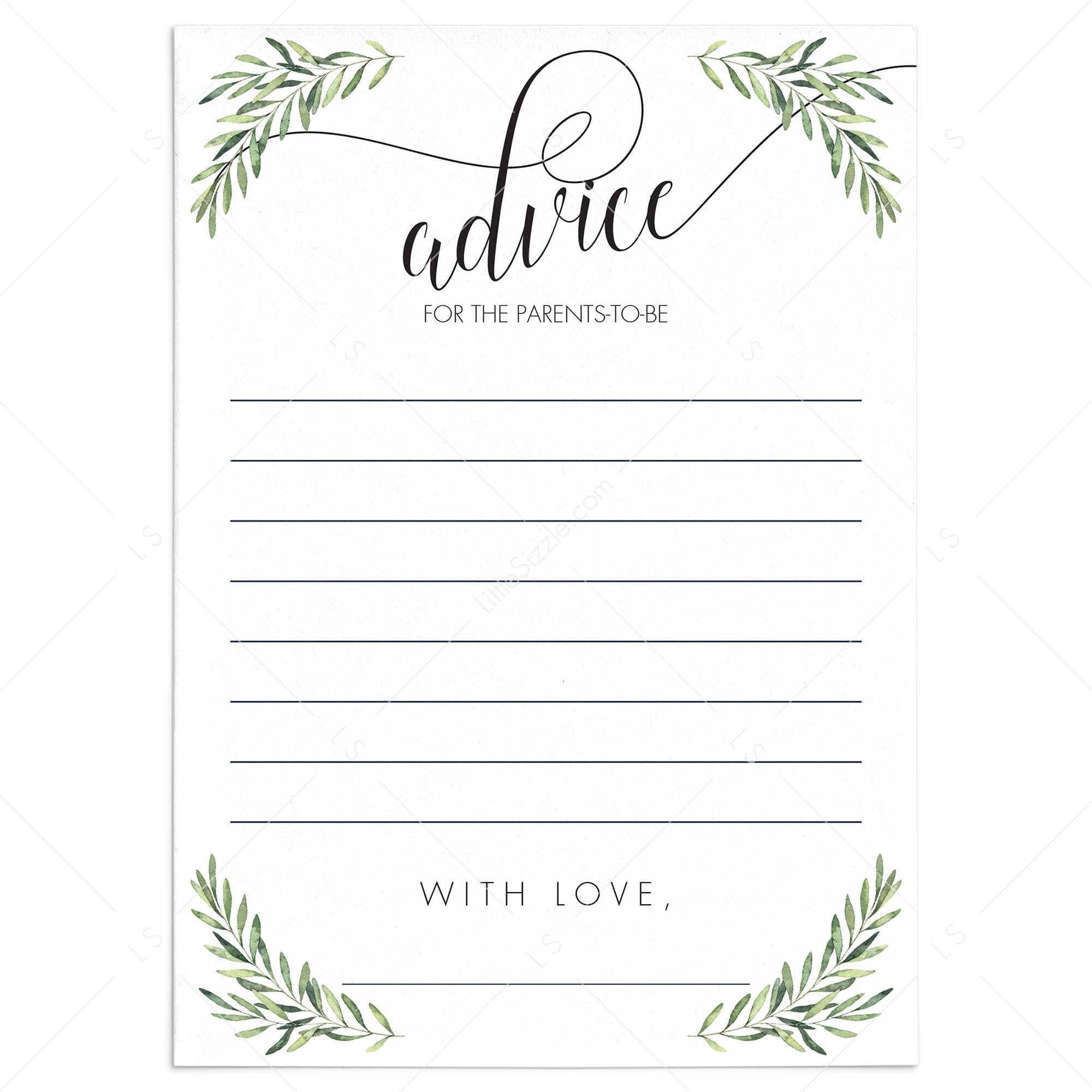 New Parents Well Wishes and Advice Card Printable by LittleSizzle