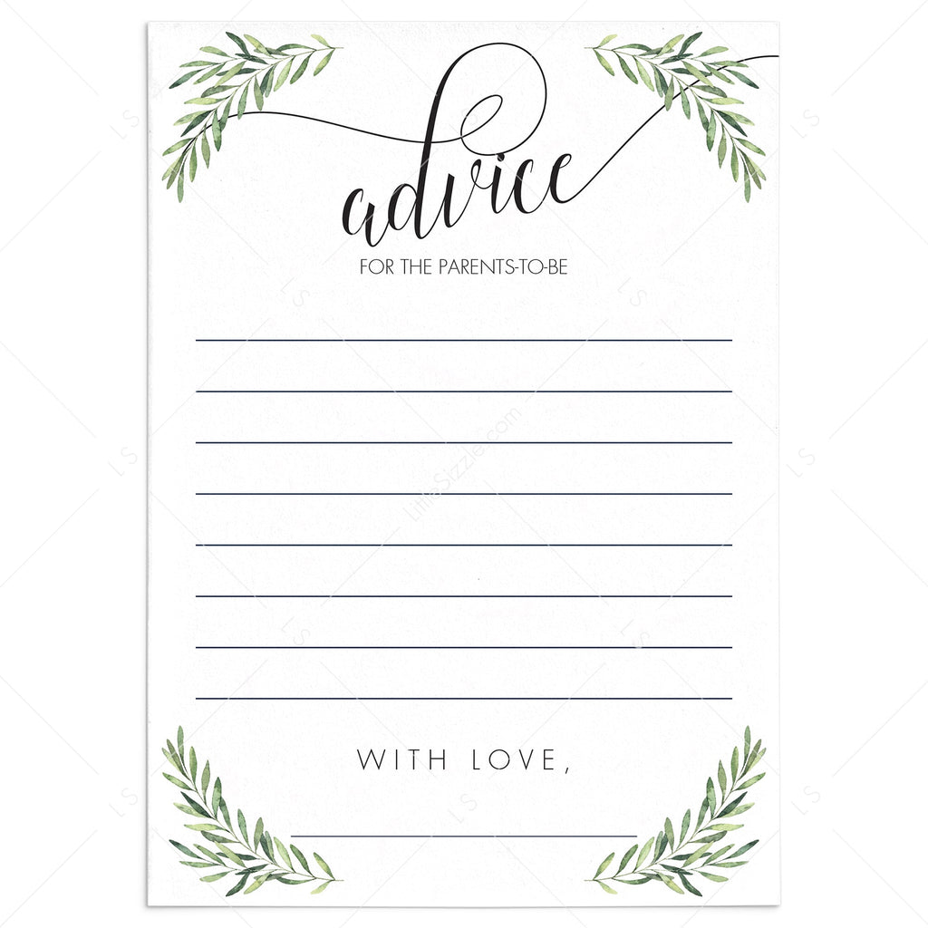 New parents Well Wishes and Advice Card printable | Instant download ...