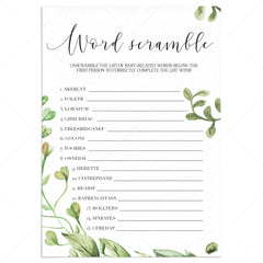 Baby shower unscramble the words game printable by LittleSizzle