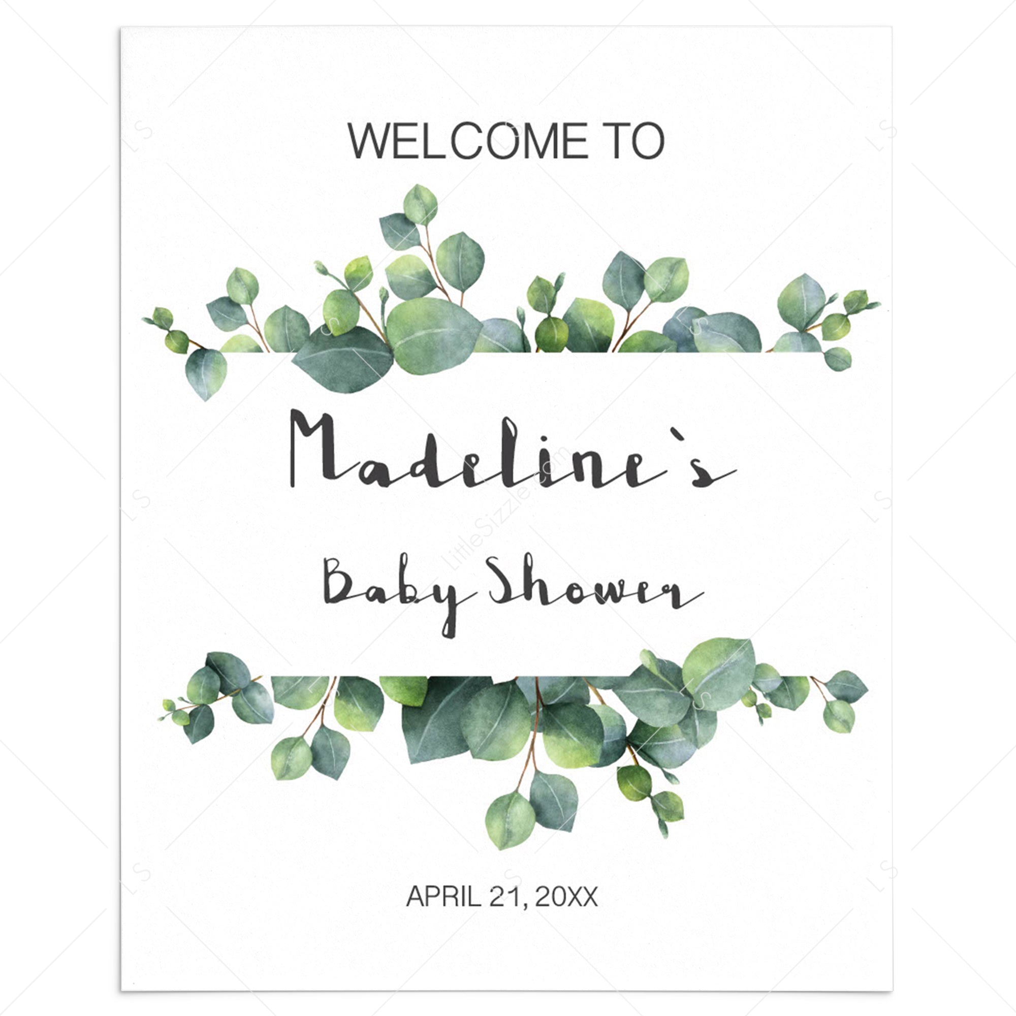Eucalyptus Baby Shower Welcome Sign by LittleSizzle
