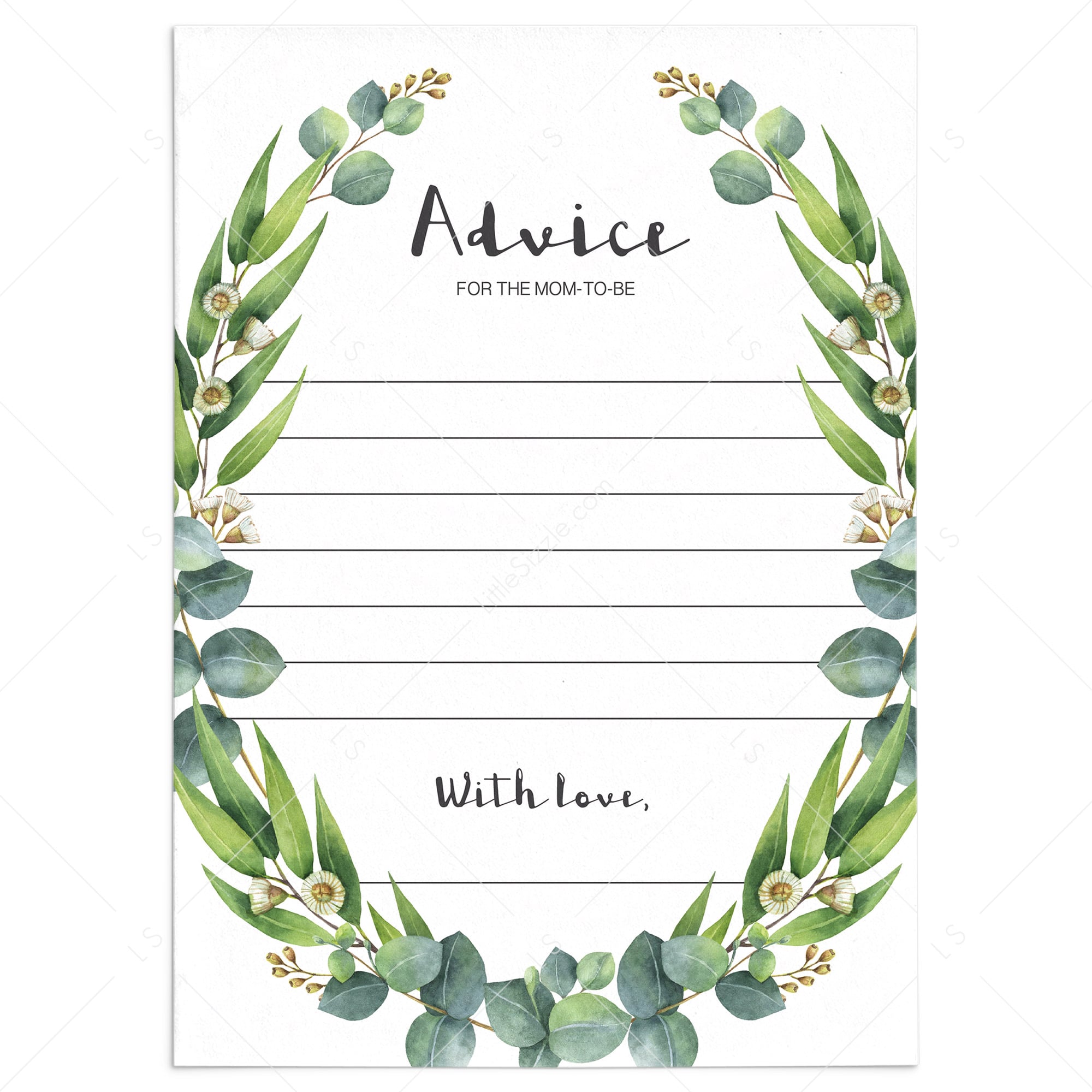 Green baby shower advice for mom to be printable by LittleSizzle
