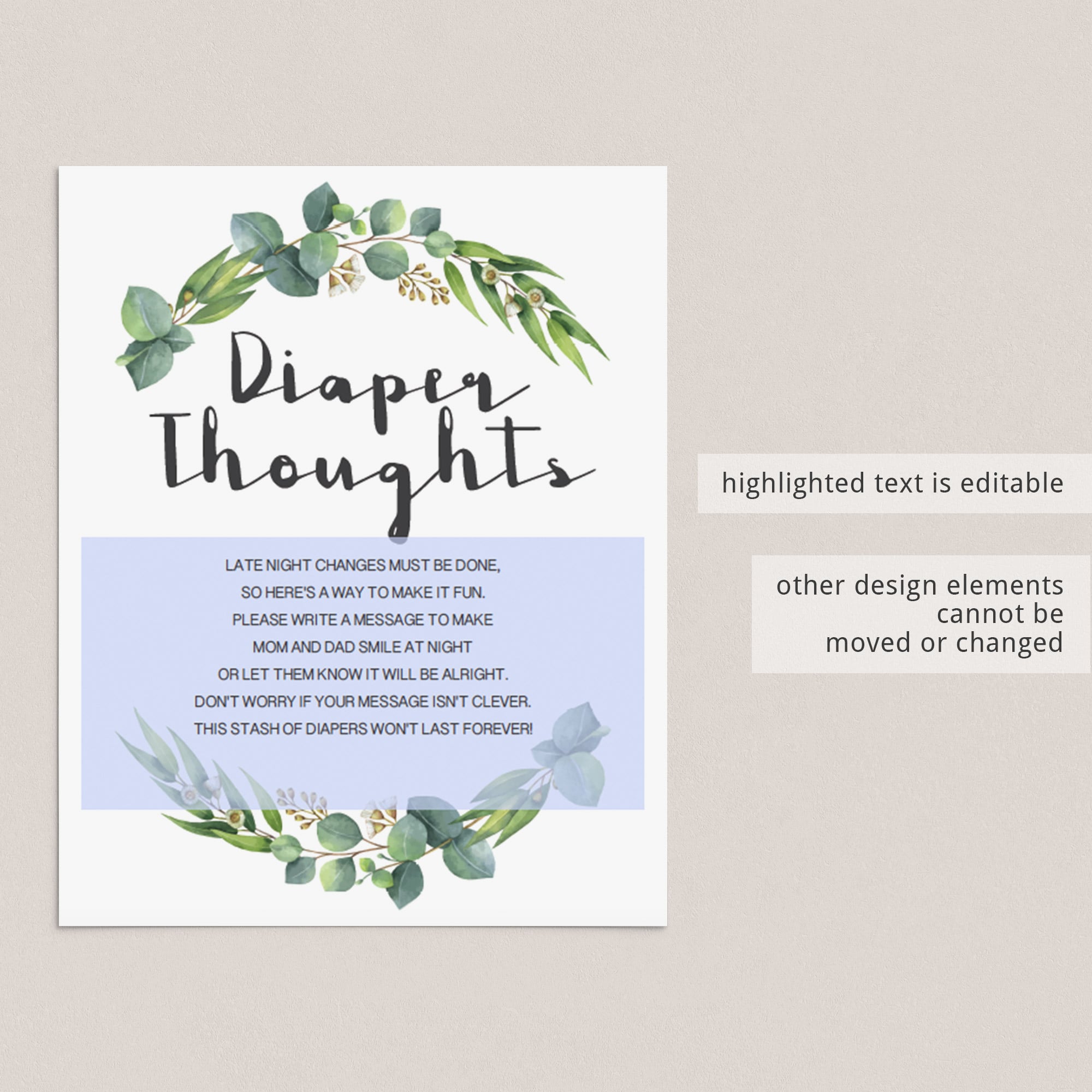DIY diaper thoughts station table sign green wreath by LittleSizzle