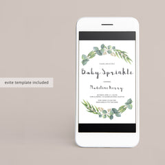 Greenery babysprinkle invitation templates instant download by LittleSizzle