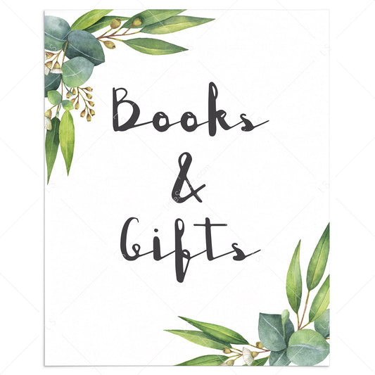 Books and gifts table sign botanical babyshower party decor by LittleSizzle