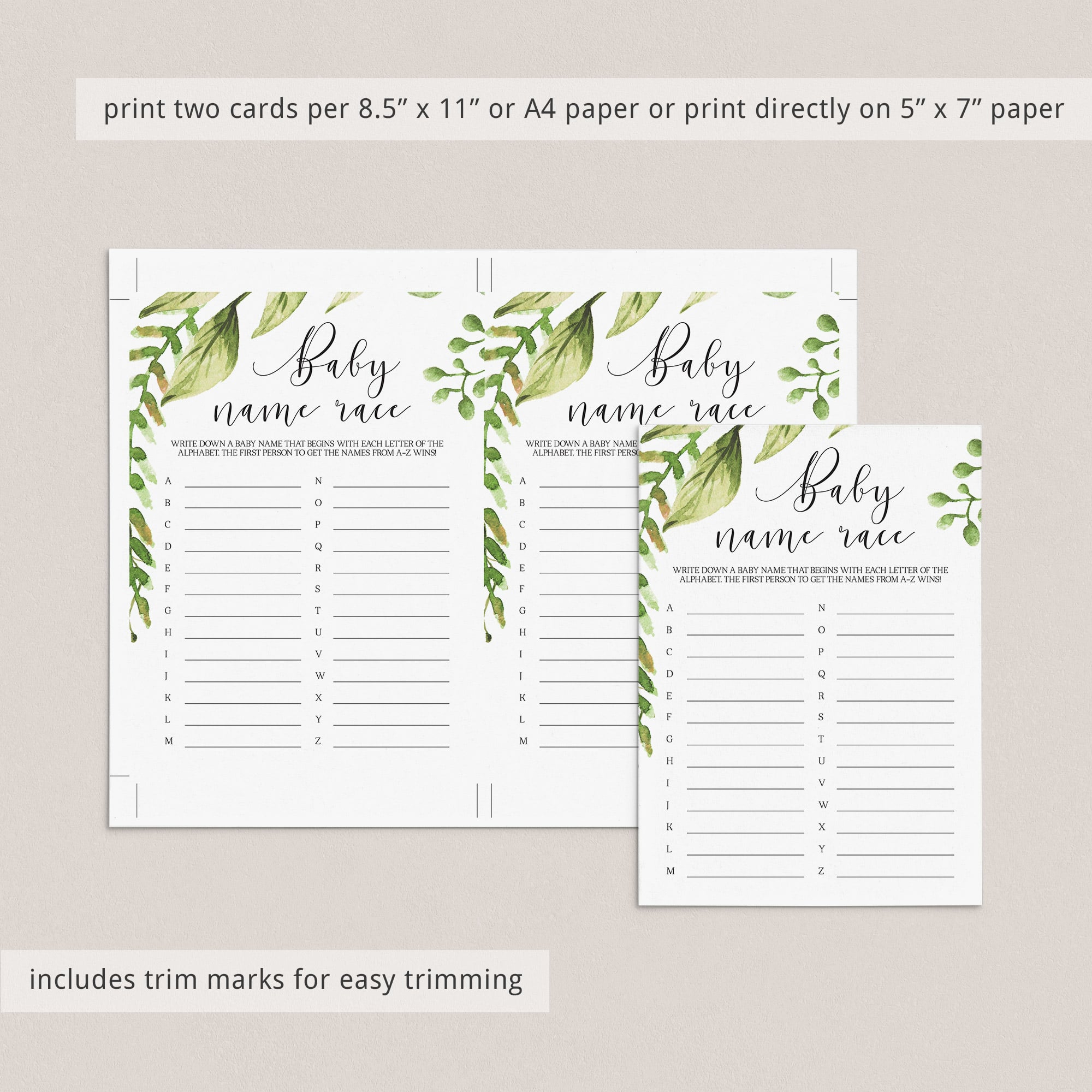 Digital baby shower games instant download green themed by LittleSizzle