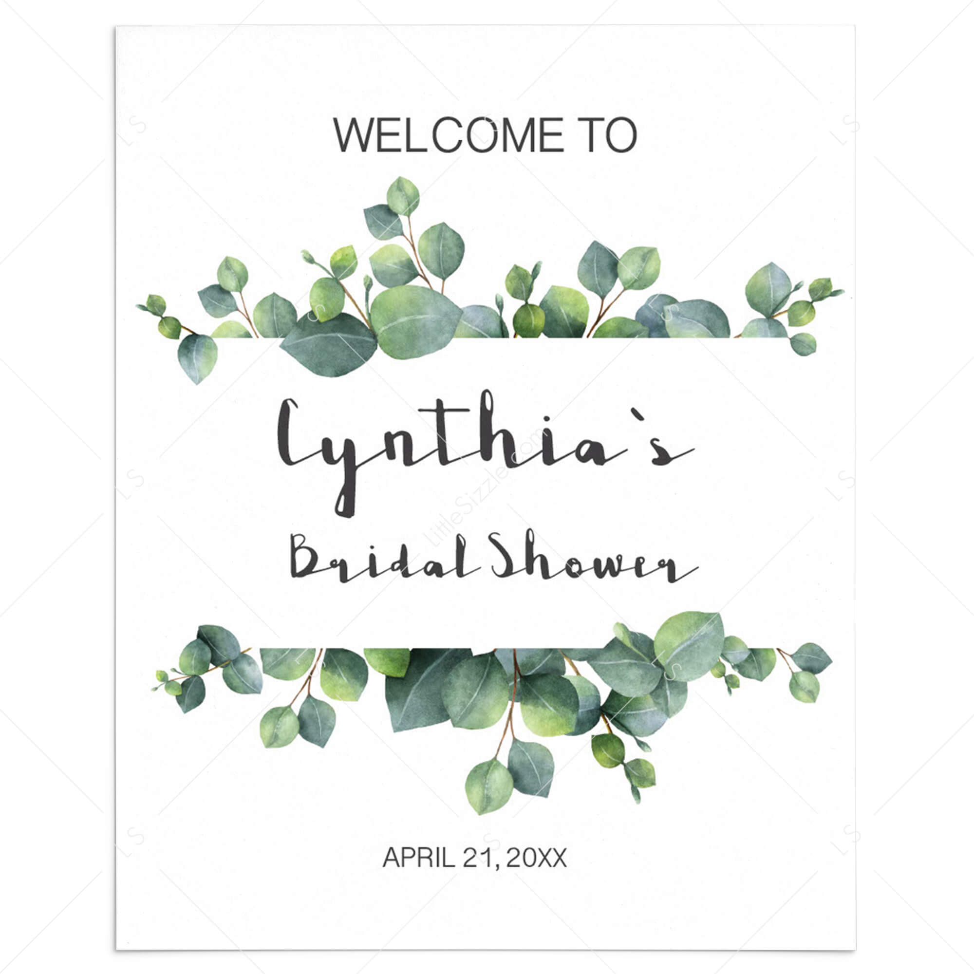 Botanical Bridal Shower Welcome Sign Template by LittleSizzle