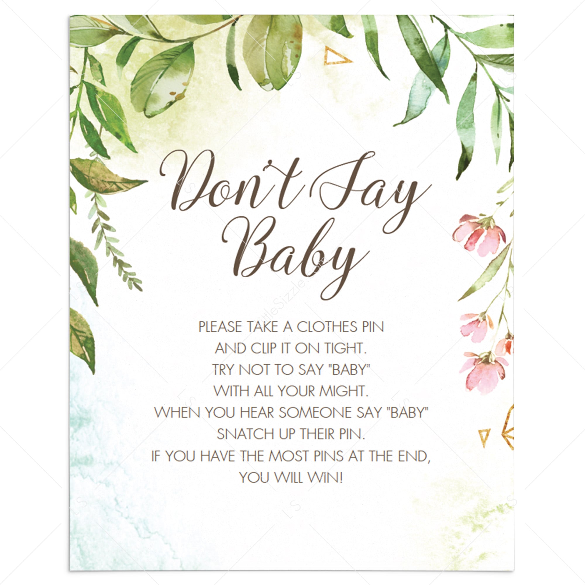 Baby shower game dont say baby printable by LittleSizzle