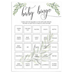 Complete Baby Bingo Game Set with Green Foliage
