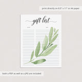 Botanical gift list pdf and jpg files by LittleSizzle