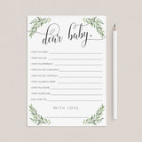 Well Wishes for Baby Cards Greenery Theme Instant Download by LittleSizzle
