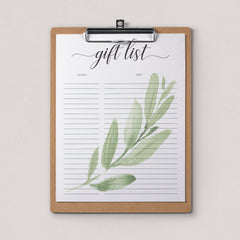 Green leaf gift tracker instant download by LittleSizzle