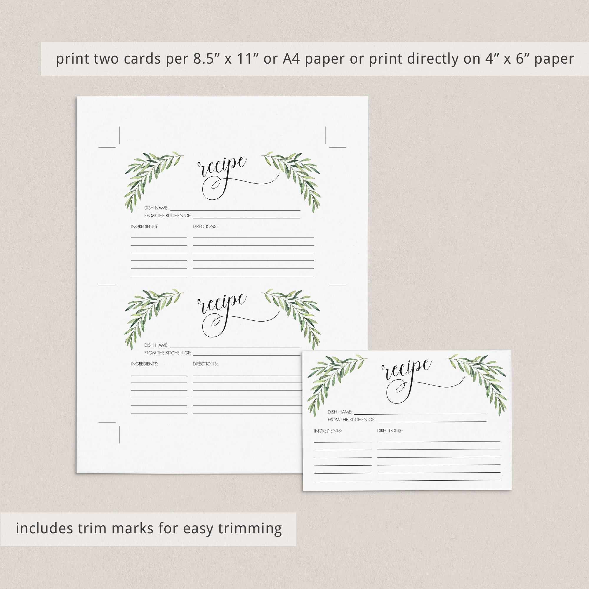 Mason Jar 4x6 Recipe Cards, Bridal Shower Recipe Card Set, Housewarmin