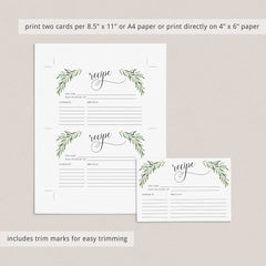Recipe Cards Printable 4x6