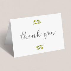 Green leaves thank you cards printable note cards by LittleSizzle