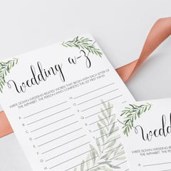 Garden Wedding A-Z Game Instant Download