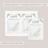 Greenery Who Knows Mommy Best Game for Baby Shower