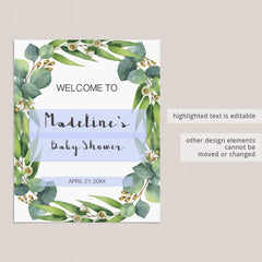 Editable Greenery Welcome Sign Template