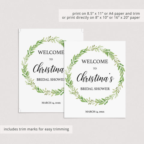 Green Leaf Bridal Shower Signs Bundle Instant Download – LittleSizzle