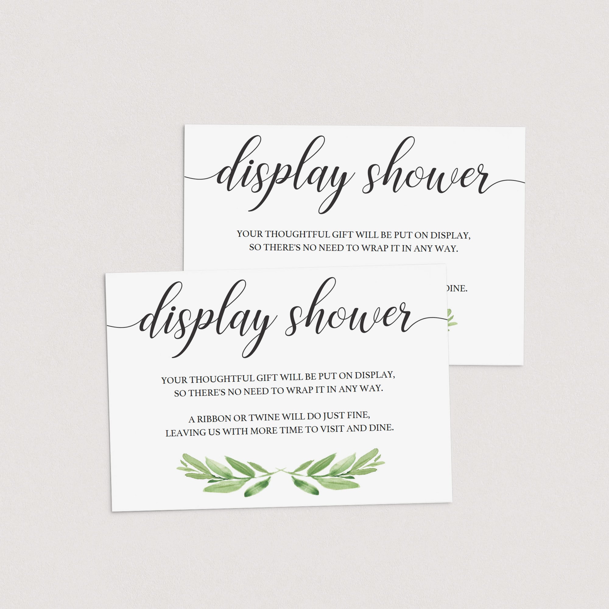 Greenery display shower inserts instant download by LittleSizzle