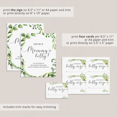 Instant download mommy's belly size baby shower game green leaves by LittleSizzle