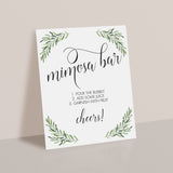 Mimosa Sign Printable with Calligraphy Font